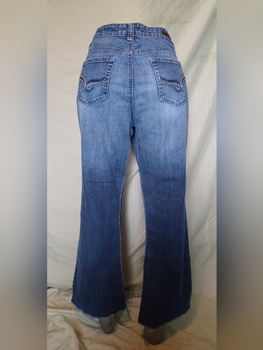 Lei Sophia Hipster Flare Boho Hippie Vintage Baddie Raw Ankle Hem Denim Jeans